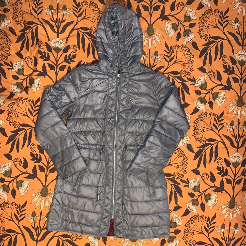 Kenneth Cole Shiny Gray Thin Puffer Jacket Size M